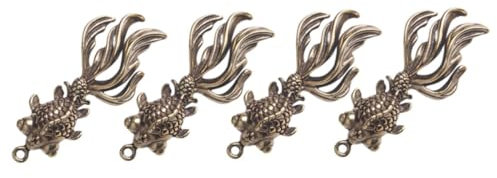 EXCEART 4 Stück Kleiner -anhänger Kleines Goldfischdekor Wohlstandszauber Feng-Shui Tieranhänger Perlen Fengshui-Charme-anhänger Marine Überschuss Jedes Jahr Messing 3D Haushalt