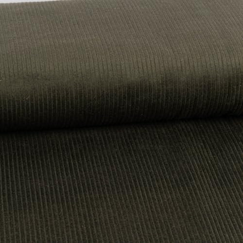 SCHÖNER LEBEN. Cord Stoff BW Dekostoff 4,5W grob Uni dunkel grün 1,4m