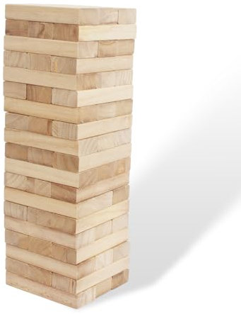 WOODENFUN Riesenwackelturm Spiel Holz Stapelturm Builds Von 0.4m - 1,2m Groß Tumble Tower Spiele Jumbo Toppling Blocks Spielzeug Für Kinder Erwachsene & Familie (Holzfarbe)