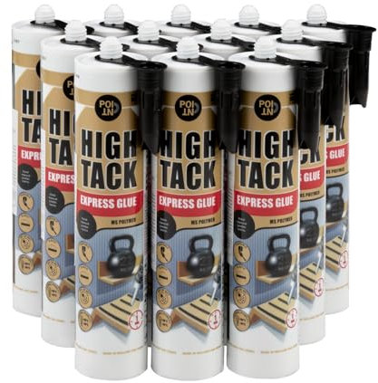 POINT Montagekleber HIGH TACK für sehr schwere Bauelemente Baukleber MS-Polymer Hybridkleber Innen- & Außenbereich wasserfest hohe Elastizität 290 ml (12 Kartuschen, schwarz)