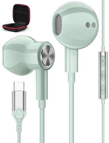 iMangoo USB C Kopfhörer Magnetisch für Samsung A17 A57 A16 A56 A36 S26Ultra | Kopfhörer mit Kabel USB C Anschluss Headset mit Mikrofon Ohrhörer USB Typ C für iPhone 17 16e 16 15 POCO X7 Pro Pixel 10a 9a