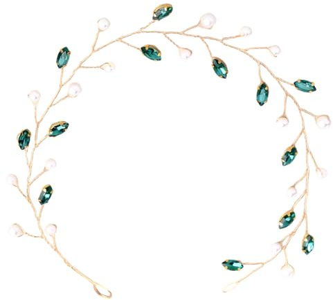 LuLiyLdJ Haarschmuck Grün Kopfschmuck Gold Haar Schmuck Haarschmuck Hochzeit Gold Haarkranz Hochzeit Blumenschmuck Haare für Brautjungfer und Blumenmädchen