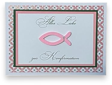 Konfirmationskarte Rosa Fisch