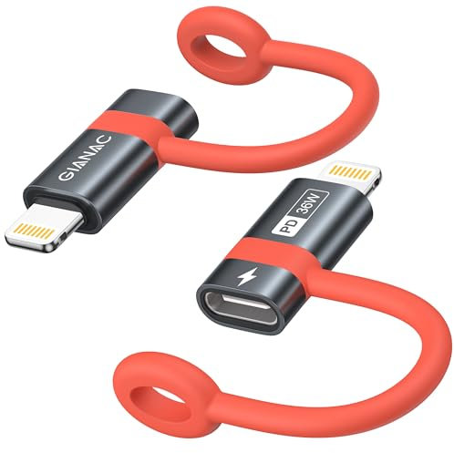 GIANAC Adattatore USB C a Lightning (2 Pezzi), 36W Adattatore Lightning USB C Ricarica Rapida Compatibile con iPhone 14 13 12 11 Pro Max, iPad Pro/Air 5/Mini 6, Non adatto per OTG/Audio