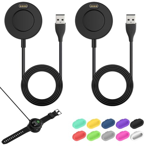 2 Pièces Cable Chargeur Compatible avec Garmin Fenix 7/6/5 Forerunner 965 et Venu, Câble USB 1M pour Chargement Rapide, Durable et Sécurisé, pour Smartwatch Garmin Câble Charge + Bouchons Poussière