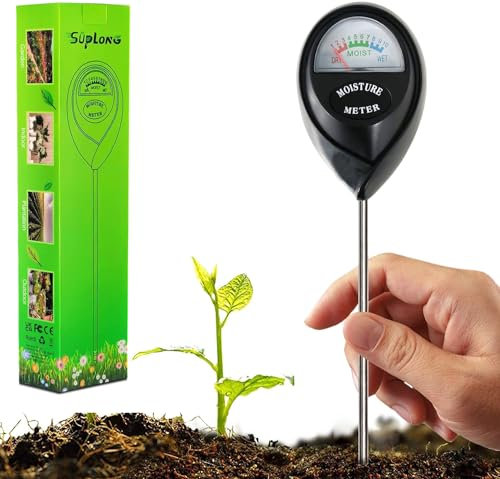 Suplong Feuchtigkeitsmesser für Pflanzen - Präzises Boden Feuchtemesser für Garten, Innen & Außen Pflanzen, Rasen, Bauernhof - Keine Batterie Erforderlich (1, Grün) (1, schwarz)