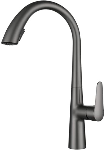 Rubinetto da cucina grigio miscelatore da cucina con doccetta estraibile, rubinetto doccetta da cucina girevole a 360°, rubinetteria da cucina in acciaio inossidabile, 2 modalità di spruzzatura