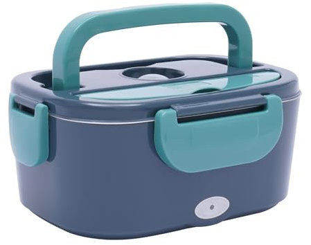 WDRENTOOL Fiambrera eléctrica con calefacción de 1,5 L, 40 W, calentador de alimentos portátil, recipiente para comida para coche/camión y oficina, 12 V, 24 V, 220 V (verde oscuro o profundo)