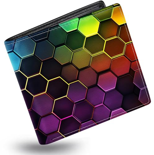 WEBJIASU Boys Wallet for Kids, Kids Wallets for Teen 9-12 8-12 12-14 with Card,Funny Color Polygons Leather Bifold Rfid Blocking,Purse for Men Boy Male Youth Guys Christmas Gifts Birthday Present