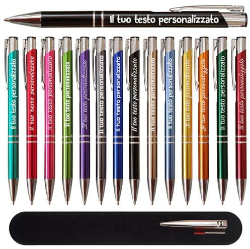 DECORS concept - 25x Penna personalizzata in metallo - Perfette come regalo personalizzato per gli ospiti di matrimoni, comunioni e compleanni, oppure come penne promozionali, Gadget Pubblicitari