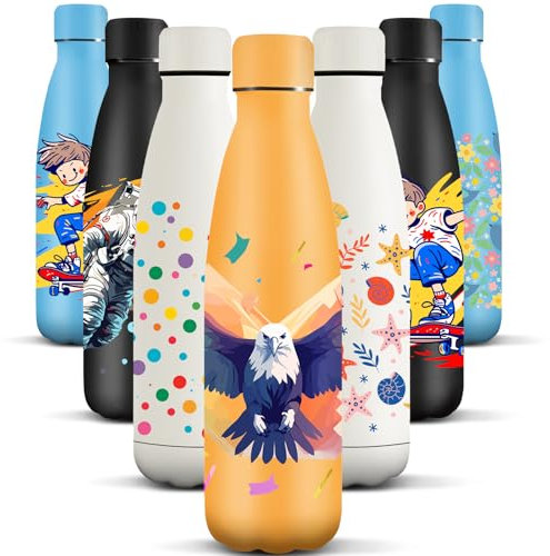 HoneyHolly Edelstahl Trinkflasche, 500ml BPA-frei, Thermosflasche, Isolierflasche Doppelwandige, Wasserflasche, Auslaufsicher, 18/8 Edelstahl, Thermoskanne für Sport, Camping, Schule