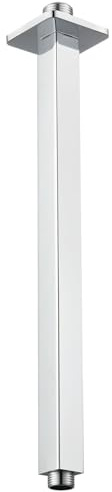 Voolan Shower Arm with Flange, Ceiling Mounted Fixed Shower Pipe, Bathroom Straight Rain Shower Replacement Arm, Universal Connection 1/2 NPT (16 Inch Square, Chrome)