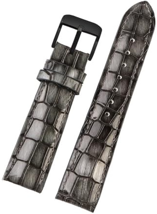 18mm 20mm 22mm blaues helles Lederarmband kompatibel mit Omega Rolex Water Ghost Seiko Casio Tissot Krokodilmuster Rindsleder Herrenuhrenarmband(Black grey-black,22mm)