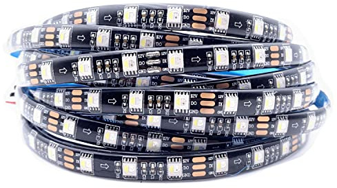 RGBW DC12V SK6812 (ähnlich WS2812B) 5m 60LEDs/Pixels/m 300LEDs Individuell adressierbar Flexibel 4 farbe in 1 LED Traumfarbe LED Streifen Nicht wasserdicht IP65 (12V 5M SK6812 RGBW, Black Pcb Ip65)