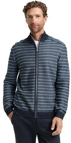 TOM TAILOR Cárdigan para Hombre, 39197 - Denim Blue Navy Stripe, L