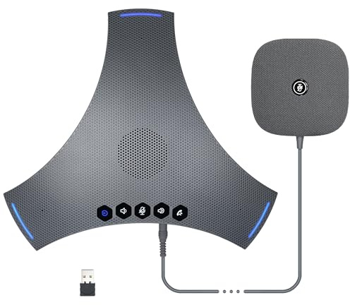 PolaTab Conference Speaker and Microphone, Bluetooth/USB/Dongle Speakerphone w/ 3+1 Mics, 360° Enhanced Voice Pickup, Noise Reduce, Daisy Chain Compatibility for Large and All Conference Rooms