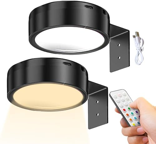 Generico Luce per Quadri | 2 Lampade per Dipinti USB Ricaricabili | Luce con Telecomando Magnetico a 3 Colori per Sala, Corridoio, Studio, Cucina, Negozi e Ristoranti