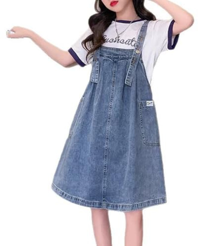 ACMEDE Salopette Bimba con Tasche,Bambina Denim Bretella Vestito Outfit Jeans Salopette Neonati Ragazza Moda Denim Abito Principessa Casual Tuta Gonna con Spallacci Regolabili per Bambine 3-14 Anni