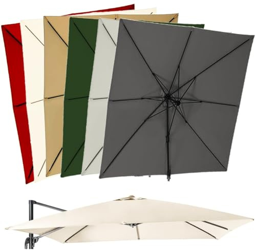 Tettoia di ricambio per ombrellone da giardino rettangolare beige da 3 x 4 m, impermeabile e resistente ai raggi UV (4 x 3 m)