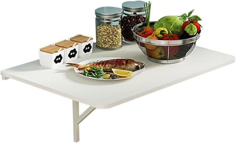 UIONBUN Mesa Plegable de Pared for Ordenador, Banco de Trabajo, Blanco, 80 x 58 cm (31,5 x 23 Pulgadas), Tablero de partículas