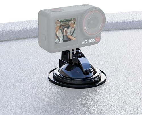 JJC Saugnapf Halterung Auto für Go Pro Hero 13 12 11 & Insta 360 X5 X4 X3 | Saugnapfhalterung für DJI Osmo 360 Action 6 5 Pro Pocket 4 3, Demontierbare Suction Cup Mount für Action Cam Kamera Zubehör