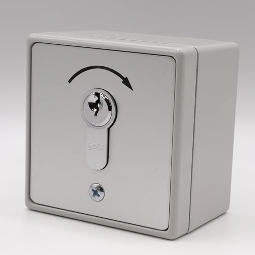 GEBA M-APZ 1-1T/1 – Aufputz-Schlüsselschalter mit Einweg-Impulsfunktion für Tore und Garagentore – Euro-Schließzylinder + 3 Schlüssel – Art.-Nr. 007.1101.10 + 1 DOMOBIP-Werbegeschenk
