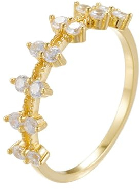 Tolldek Gold Au 375/585/750 Trauringe, Zierlich Pärchen Ringe mit Moissanit Echt Gold Schmuck, 9K/14K/18K Gelbgold Freundschaftsringe, Gr.47-65