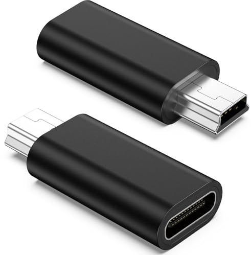 Vancle Adaptador USB C a Mini USB, Adaptadores USB C Macho a Mini USB Hembra para Portátil, LG, Teléfono Móvil, etc (2 Piezas)