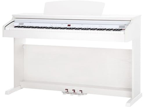 Classic Cantabile DP-50 WM E Piano Digital Piano 88 Tasten mit Hammermechanik, 14 Voices, Kopfhöreranschlüsse, USB, 3 Pedale, Notenhalter - Klavier ist perfekt geeignet für Anfänger - weiß matt