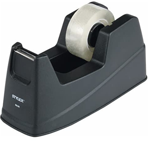 Stylex 23288 - Dispensador de cinta adhesiva (incluye rollo de película adhesiva), color negro