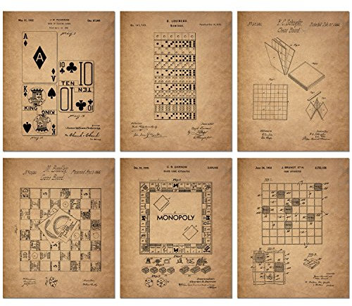 Board Games Patent Wall Art Prints - Set of 6 Vintage Family Board Games Photos