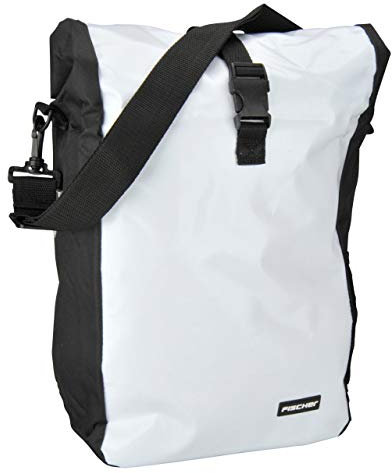 FISCHER Gepäckträgertasche, Fahrradtasche, wasserdicht, 18 Liter, weiß