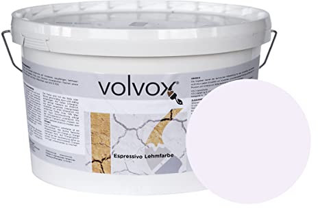 ecotec Naturfarben GmbH Volvox Espressivo Lehmfarbe - atmungsaktive Wandfarbe matt - hohe Deckkraft - streichfertige Naturfarbe - hoher Gehalt an echtem Grubenlehm diamant silber 5 L