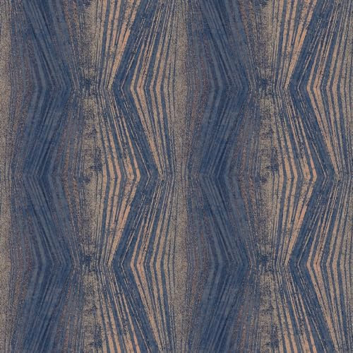 Boutique Blue Vermeil Stripe Trail Metallic Wallpaper