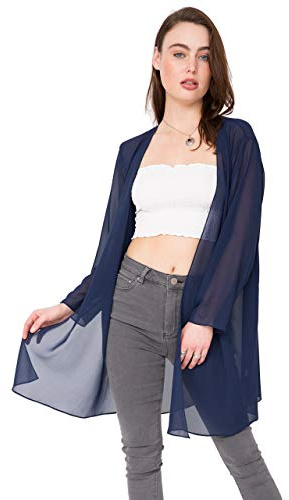 likemary Cardigan Donna Lungo e Trasparente - Eleganti Copricostume in Chiffon - Giacche Leggere da Donna - Aperto Anteriore & Manica Lunga