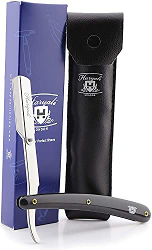 Haryali London Herren Black Rasierer, Friseurstil geschnittener Rasiermesser, Klingen, die nicht mit Lederbeutel enthalten sind, perfekter Rasierer für alle Arten von tiefen Rasur