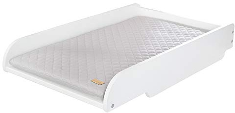 roba Plan à Langer à Poser sur Lits Bébé de 60 x 120 cm et 70 x 140 cm + Matelas Imperméable Gris roba Style - Bois Laqué Blanc