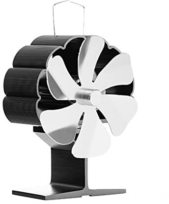 Momooda 6 Pales Ventilateur poele à bois Mini alimenté par la chaleur Ventilateur pour poele Silencieux pour Poêle à Bois/Cheminée/Gaz/Granulés/Bûches Gris Argenté