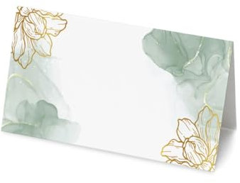 50 Floral Watercolour Name Place Cards - 8cm by 4cm Place Name Cards for Table Setting, Christmas, Parties, & Wedding Decoration (Pack of 50)