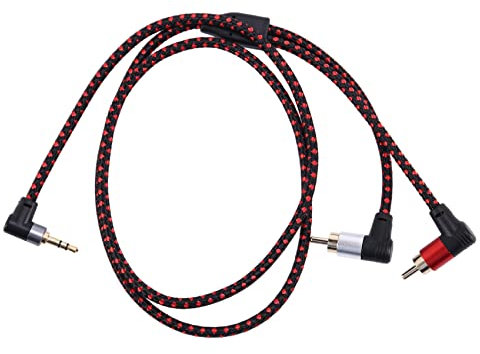 camister 90 grados 3,5 mm macho a 2 RCA macho Cable recto estéreo AUX Y Splitter Cable micrófono Plug para portátil 1M