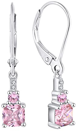 Starchenie Frauen Dangle Ohrringe 925 Sterling Silber Prinzessin Cut Leverback Edelstein Schmuck Geburtsstein für Damen