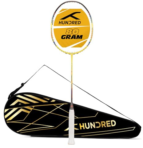 Hundred N-ERGY 80 Unbespannter Badmintonschläger | 80 g Kohlefaser | VaporShaft-Technologie | Max. Spannung 32 lbs | G6-Griff | Kopflastige Balance | Für fortgeschrittene Spieler