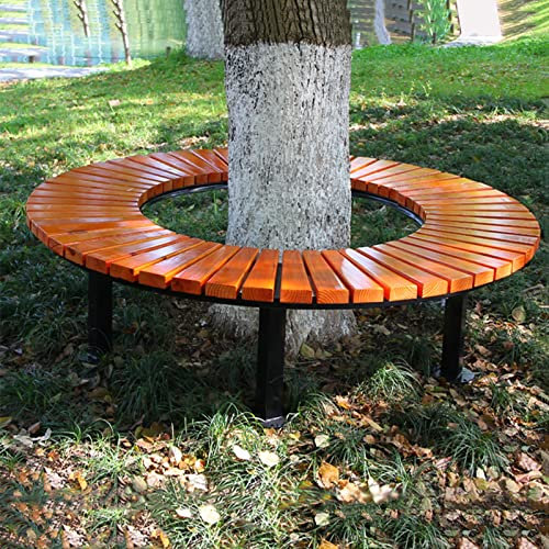 Yclty Runde Baumbank, Gebogene Holzbank, Hölzerne Baumbank im Freien (Size : Diameter 150cm)