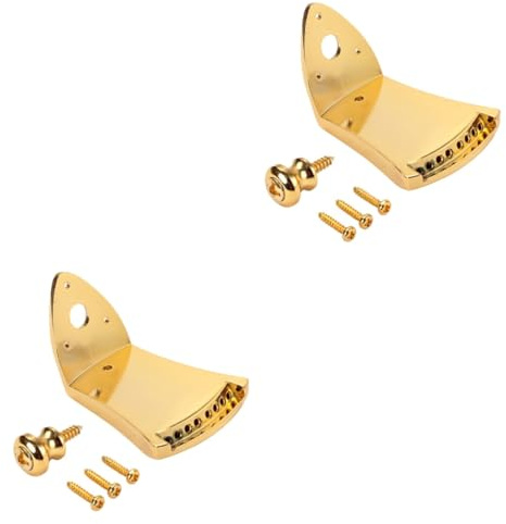 Toyvian 2stücke String Mandolinen-saitenhalter Abnehmbarer Abdeckung Goldfarben Für Gewölbte Mandolinen Einfache Schrauben