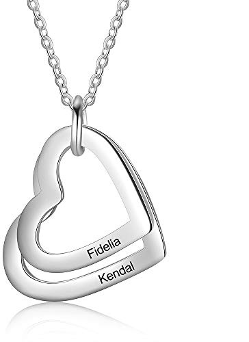 kaululu Halskette Damen Personalisiertes Kette mit Namen Namenskette mit Herz Edelstahl Silber 925 Anhänger für Mama Frauen Muttertagsgeschenk Personalisierter Schmuck