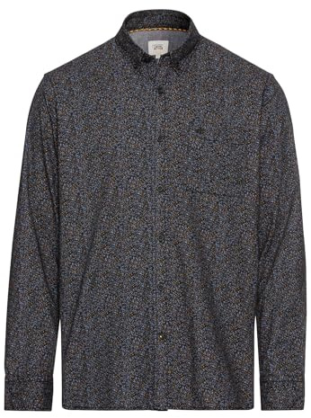 camel active Herren Langarmhemd mit Minimal-Print Schwarz, Menswear-XXL