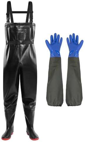 Aikelai Wathose für Herren, wasserdicht, zum Fliegenfischen, mit langen Gummihandschuhen, isolierte Wathose für Entenjagd