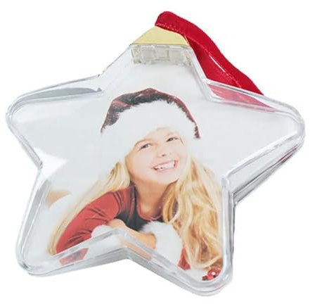 Foto-Ornament-Kugel, Weihnachten, DIY, transparente Foto-Kugel, Weihnachtsdekoration für Weihnachtsbaum, hängende Dekorationen, Party, Pentagramm, 9 cm