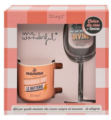 Mr. Wonderful - Juego de copa de vino + taza para aquellas madres que siempre van al máximo... de alegría