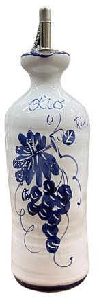 Amarcord La Romagna Oliera Alta en céramique faite et peinte à la main avec des motifs romagnes bleu 500 ml